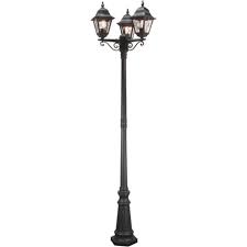 An automatic light sensor switches the unit on when it becomes dark outside. Outside Lamp Post Light With 3 Traditional Leaded Glass Lanterns