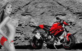Ducati Monster 1100 Evo & Emily Scott - Sexy Girl - Wallpaper