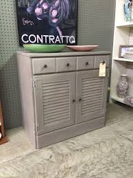 Small Cabinet With Louvered Doors Painted With Annie Sloan Chalk Paint French Linen With Old White Wash Lightly Distres Small Cabinet Cabinet Doors Cabinet