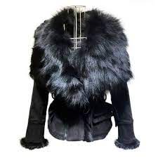 Luxury Suede Real Fox Fur Collar Coat Leather Jacket Style Leather Jacket Fur Collar Coat