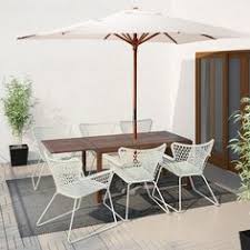 Applaro Hogsten Table 6 Armchairs Outdoor Brown Brown Stained White Ikea In 2020 Patio Table Umbrella Ikea Patio Patio Table Set