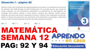 1 descargar en pdf |texto matematicas 8 basico 2020 2021. Solucion De Tarea De Aprendo En Casa Matematica 3 De Secundaria Semana 12 Pagina 92 Y 94 Youtube