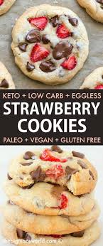 Keto Strawberry Cookies Paleo Vegan Recipe Strawberry Chocolate Chip Cookies Strawberry Chocolate Chip Cookies Recipe Cookies Recipes Chocolate Chip
