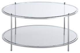 Oval glass sits atop avant garde wavy base. Convenience Concepts Royal Crest Round Glass Coffee Table In Chrome Metal Frame Contemporary Coffee Tables By Convenience Concepts Houzz