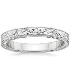 18k White Gold Hand Engraved Laurel Ring Vintage Inspired Wedding Rings Vintage Wedding Band Gold Platinum Wedding Rings