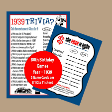 Read on for some hilarious trivia questions that will make your brain and your funny bone work overtime. 80th Birthday Party Games 80th Birthday Ideas 1939 Trivia Game Price Is Right Birthday Game Trivia 80th Birthday Party Birthday Games Birthday Party Games