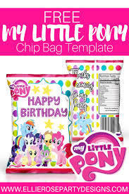 Customizable Free Birthday Nutrition Facts Label Template My Little Pony Chip Bag Favor Free Template Included Ellierosepartydesigns Com My Little Pony Party Pony Party Favors My Little Pony Birthday
