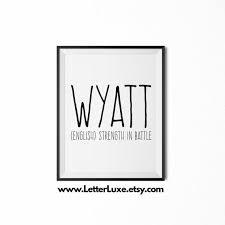 Wyatt Name Meaning Art Printable Baby Shower Gift Nursery Printable Art Digital Print Nursery Decor Names With Meaning Boy Names Printable Nursery Art