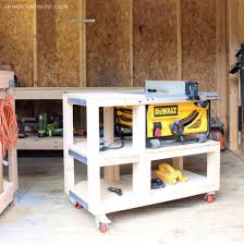 After purchasing a dewalt dw745s table saw, i had to make an adjustment to my workbench / miter station. Diy Table Saw Cart Free Plans Jaime Costiglio