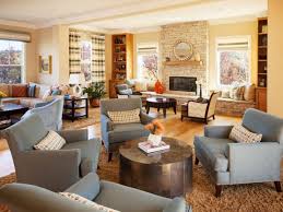 Warm, inviting pieces with plush upholstery and curved lines complement spaces with a traditional feel. Large Transitional Family Room With Multiple Sitting Areas Livingroom Layout Rustic Family Room Spacious Living Room