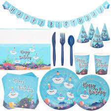 See more ideas about ocean party, under the sea party, under the sea theme. Serves 24 Shark Ocean Sea Theme Birthday Party Supplies 194pcs Plates Napkins Cups Favors Decorations Disposable Paper Tableware Kit Set For Boys Girls Kids Walmart Com Walmart Com