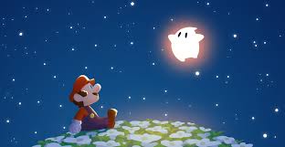 The galaxy starts on a planet with a garden and a house on top and a castle at the bottom. A Kind Of Screen Cap Redraw Of Super Mario Galaxy Hey Hey Hey Super Mario Art Mario Art Super Mario Sunshine