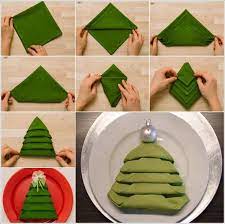 Christmas Tree Folded Napkin Christmas Tree Napkins Christmas Tree Napkin Fold Diy Christmas Tree