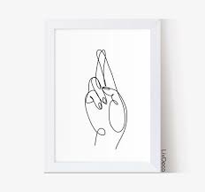Fingers Crossed Printable Wall Art Minimalist Art Hand Etsy In 2021 Cross Printable Printable Wall Art Single Line Drawing
