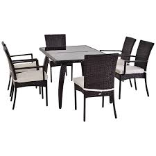 We do feature lots of dining sets that include chairs. Outsuny 7pc Rattan Dining Set 6 Wicker Weave Chairs Tempered Glass Top Dining Table Outdoor Backyard Garden Furniture Brown Buy Online In Czech Republic At Czech Desertcart Com Productid 62807147