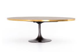 Oval Iron Oak And Brass Tulip Base Dining Table Mecox Gardens Round Pedestal Dining Table Dining Table Pedestal Dining Table