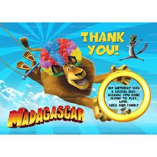 See more party ideas at catchmyparty.com. Madagascar Thank You Card Madagascar Birthday Party Thanks Note