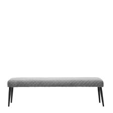 These metal dining bench are not just ideal for dinner tables but can be set up anywhere without hampering their unique look. Copeland Bench 160cm Grey Velvet Fabric With Black Metal Legs Benches Fishpools