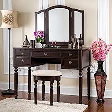 Amazon Com Songmics 7 Drawers Vanity Table Set Tri Folding Necklace Hooked Mirror 6 Organizers Makeup Dressing Table Vanity Set With Mirror Vanity Set Decor