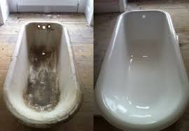 The process involves sandblasting off the old finish, then baking on a new enamel coating at 1,475 degrees farenheit for about four hours. Bath Re Enamelling Tub Refinishing Tub Remodel Painting Bathtub