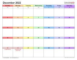 December 2022 Calendar Templates For Word Excel And Pdf