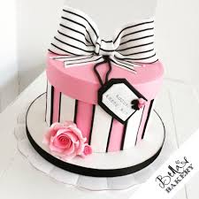 Pink White And Black Gift Box Cake Gift Box Cakes Box Cake Hat Box Cake
