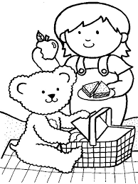 This coloring page was posted on monday august 29 2016 19 09 by painter. Me And My Teddy Bear At Family Picnic Coloring Pages Netart