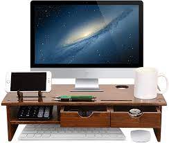 Make a diy computer monitor riser stand. Amazon Com Sundale Bamboo Wood Monitor Stand Ergonomic Computer Riser With Storage Organizer Drawers Desktop Laptop Shelf Risers Cellphone Stand For Home And Office Use Classic Antique Brown Office Products