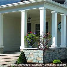 They are actually wooden supports with an aluminum skin. Front Porch Columns Vinyl Porch Posts