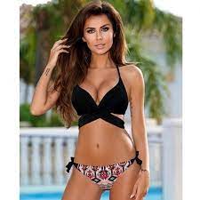 Cross Stripe Women Swimwear Swimsuit Halter Top Print Maillot De Bain Biquini Bathing Suits Xxl Swimwear Swimsuits Halter Bikinis