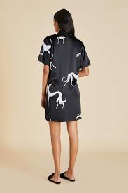 Olivia Von Halle The Amika Dante Silk Satin Dogs Printed Shirt Dress