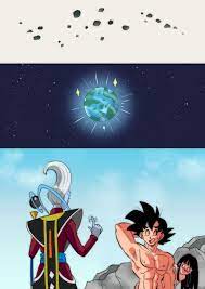 1girls 2boys angel black hair chichi color comic destruction  destructive sex dragon ball dragon ball super earth embarrassed finger wag  funsexydragonball hand behind head long hair muscular male naked