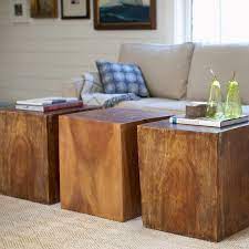 Convertible Wood Cube Accent Tables Wooden Table Decor Log Coffee Table Accent Table
