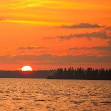 Orange Sky Over Jan Lake Saskatchewan Lake Landscape Scenery Saskatchewan