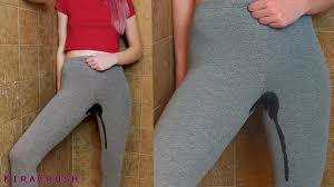 Cute teen cant hold it and pees in her leggings