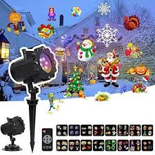 Fete Projecteur Noel Exterieur Etanche Projecteur De Lumiere A Led Avec Telecommande Rf Motifs 16 En 1 Fete Gratuit Promot Noel Telecommande Decoration