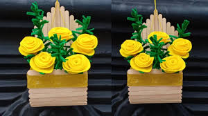 Hiasan vas bunga dari stik es krim. Ide Kreatif Membuat Bunga Gantung Dari Stik Es Krim Wall Hanging Youtube