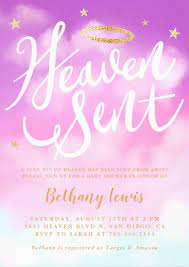 Heaven Sent Angel Gold Halo Baby Shower Pink Invitation Zazzle Com Pink Invitations Heavenly Baby Shower Angel Baby Shower