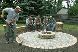 How To Build A Round Patio With A Fire Pit Fire Pit Patio Backyard Fire Fire Pit Landscaping
