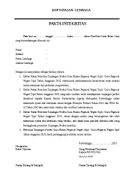 Pakta integritas kepsek,pns dan non pns. Pakta Integritas Tpp