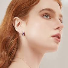 Amethyst Creolen Keltischer Ohrringe Silber 925 Amethyst Ohrringe  Keltischer Creolen für Damen Mutter Mädchen Kinder : Amazon.de: Fashion