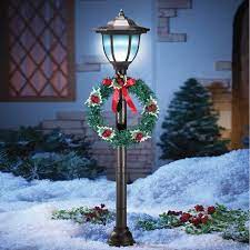 See more ideas about commercial christmas decorations, lamp 4' wreath w/ vinyl bow | lamp post decorations. Christmas Wreath Lamp Post Solar Lantern Collections Etc