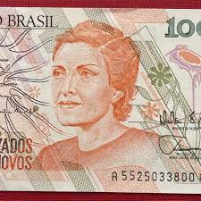 Poet Cecília Meireles 100 Cruzados Novos Brazil Authentic Banknote Money  for Jewelry Crafts and Collage teacher education Reform