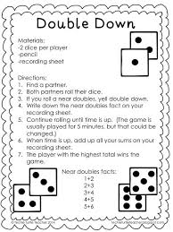 Freebie Double Down Dice Game For Near Doubles Addition Strategy Math Doubles Math Strategies Teaching Math