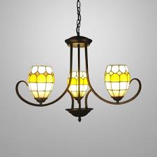 3 lights curved chandelier tiffany