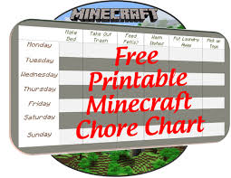 free printable minecraft chore chart