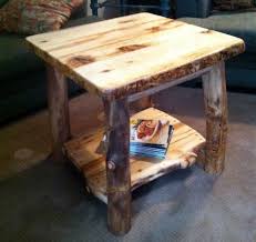 Hand crafted rustic log furniture end accent coffee table natural juniper walnut slab turquoise inlay by rocky mountain twist custommade com. Make A Log Side Table Instructables
