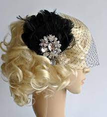Fascinator And Black Bandeau Veil Birdcage Veil Wedding Etsy Beautiful Hair Accessories 1920s Headpiece Wedding Hairstyles With Veil