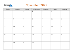 November 2022 Calendar Pdf Word Excel