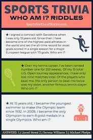 If you fail, then bless your heart. Sports Trivia Questions Quiz Who Am I Riddles Sports Feel Good